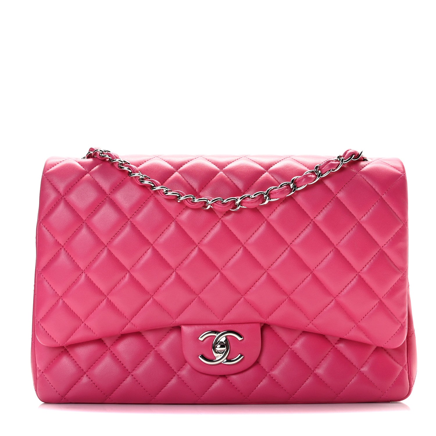 Chanel Lambskin Quilted Jumbo Double Flap Dark Pink 1 of 10