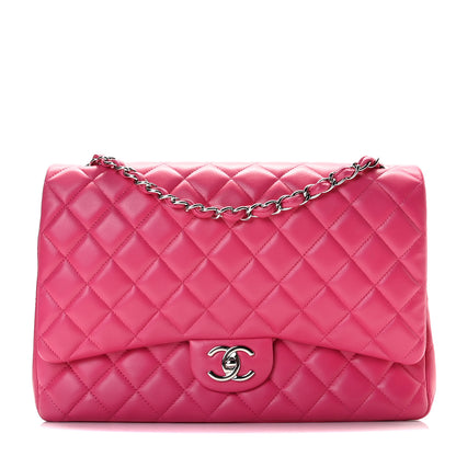 Chanel Lambskin Quilted Jumbo Double Flap Dark Pink 1 of 10