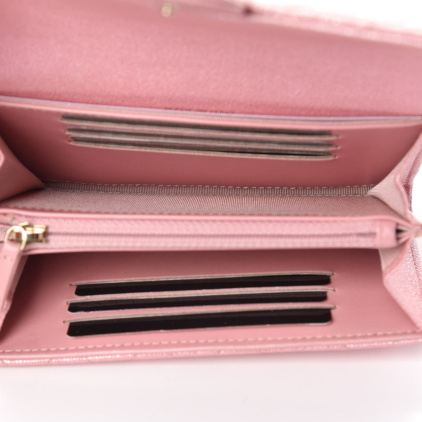 Iridescent Caviar Quilted Medium Flap Wallet Rose Pink