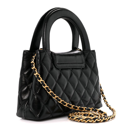 Chanel Shiny Aged Calfskin Quilted Nano Kelly Shopper Black 3 of 10