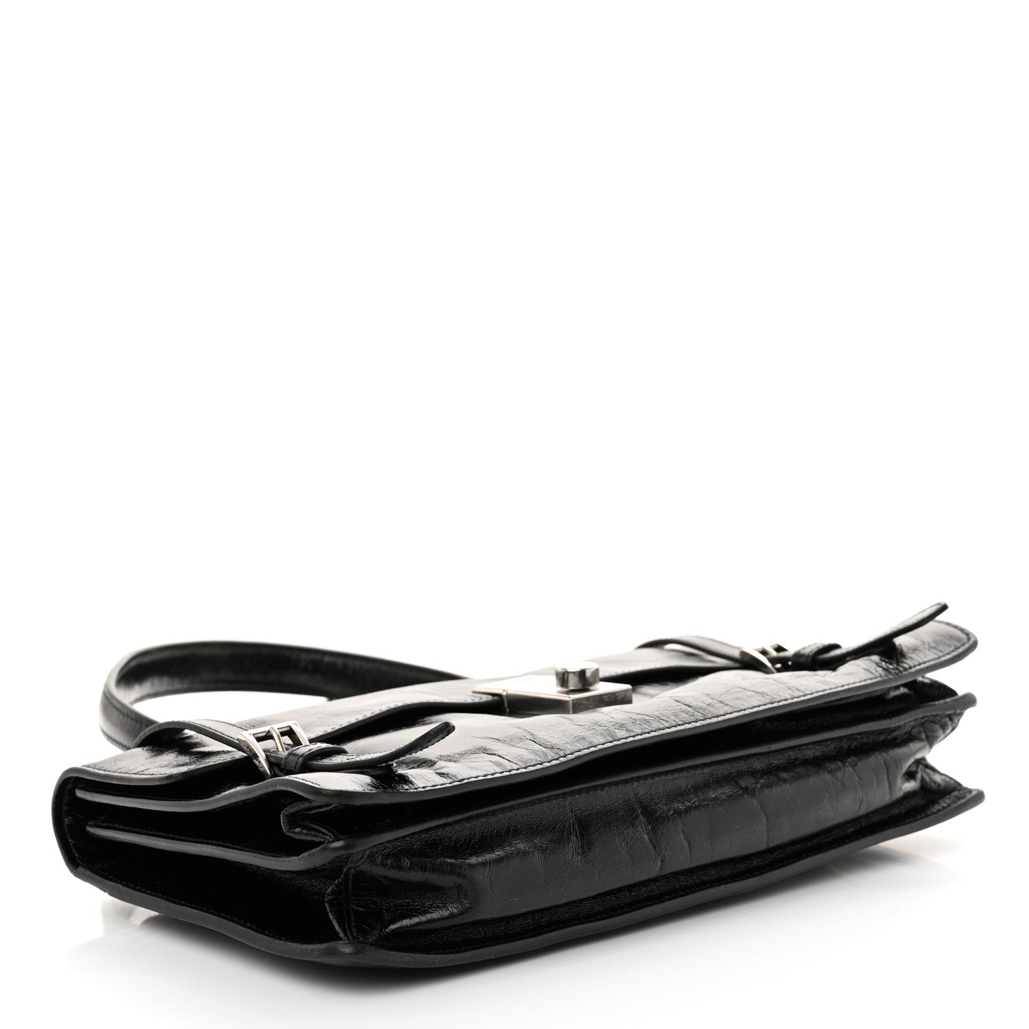Prada Glossy Calfskin Medium Sound Shoulder Bag Black 4 of 12