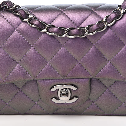Chanel Metallic Lambskin Quilted Mini Rectangular Flap Purple 11 of 12