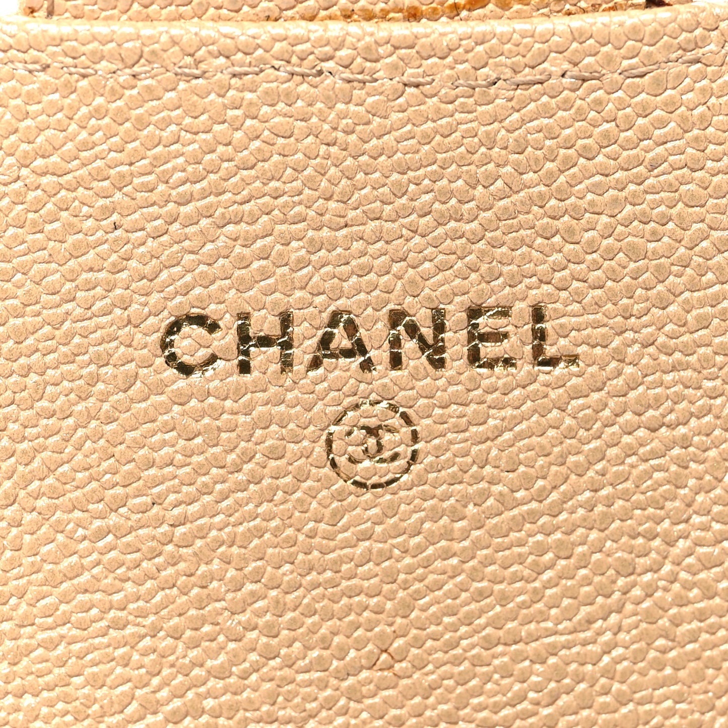 Iridescent Caviar Quilted Long Flap Wallet Beige