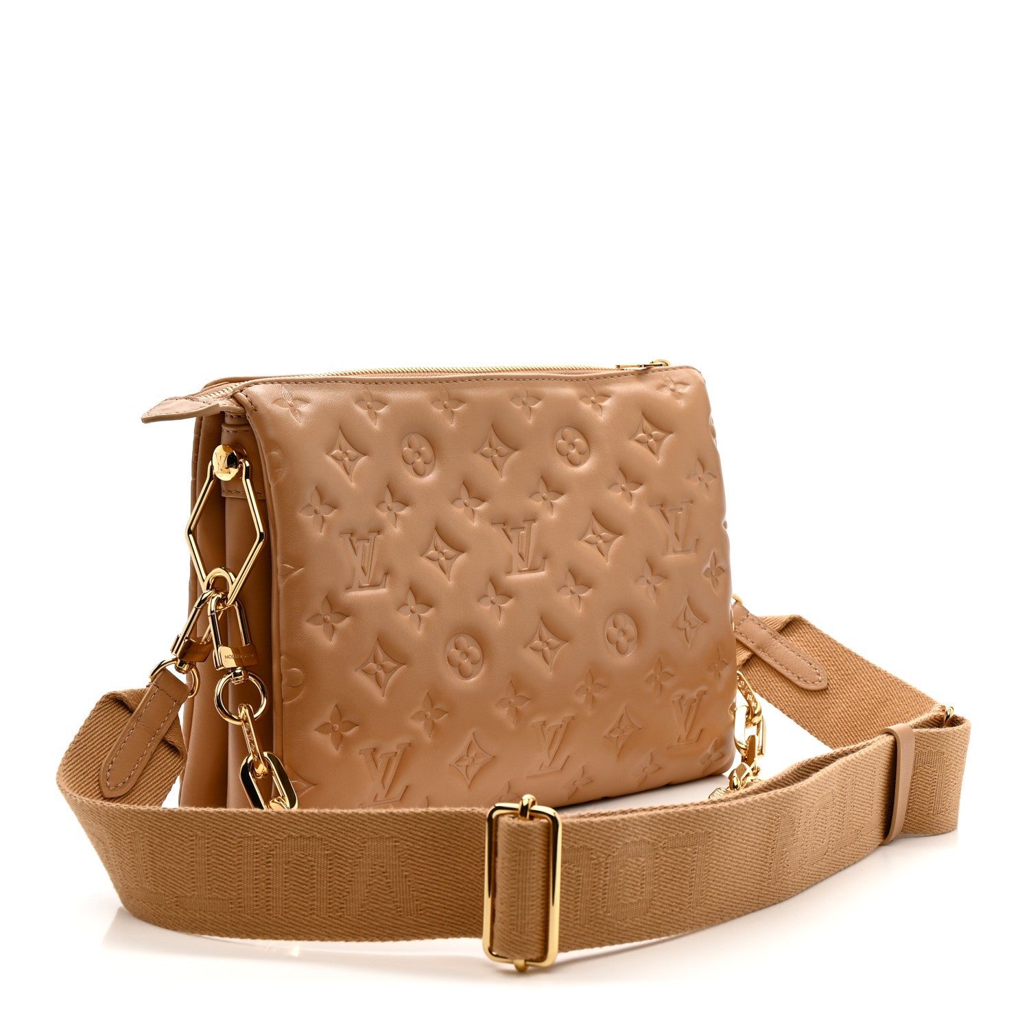Louis Vuitton Lambskin Embossed Monogram Coussin PM Camel 3 of 11
