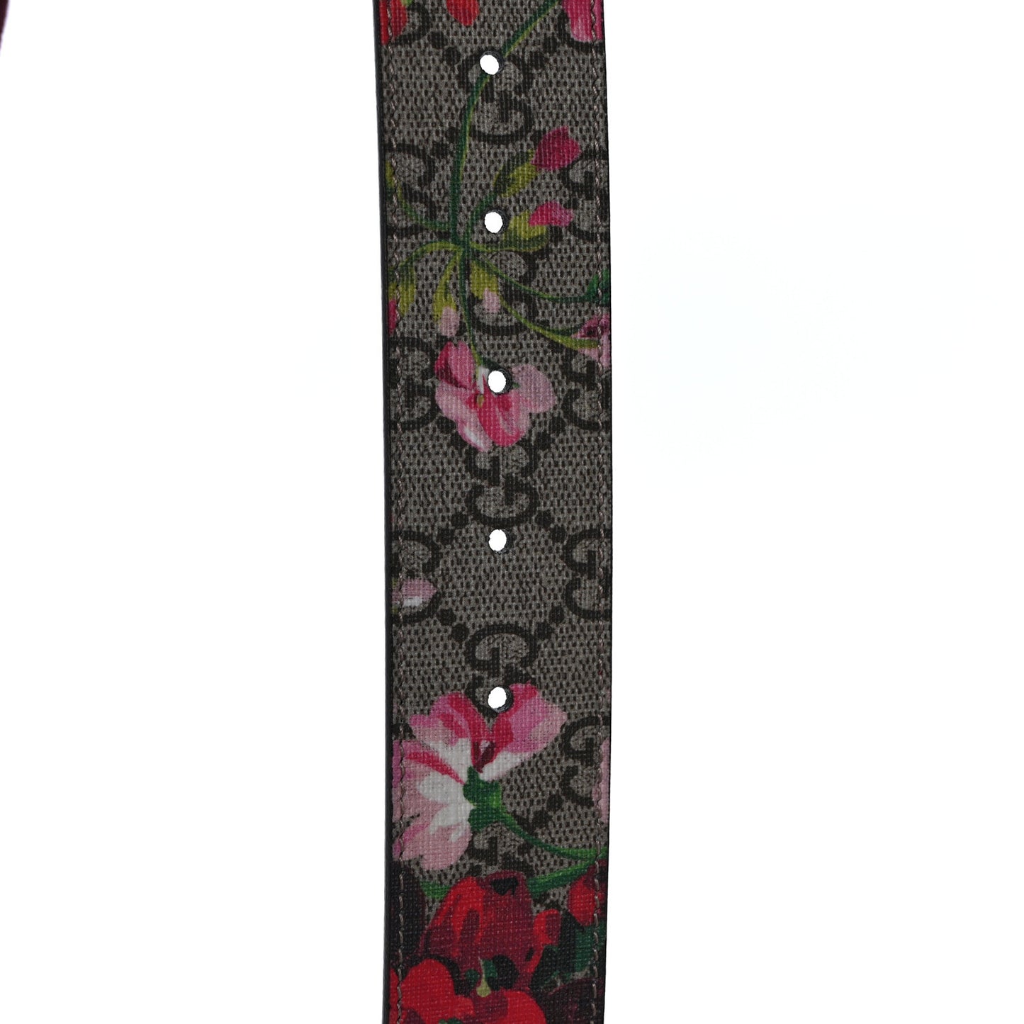 GG Supreme Monogram Blooms Moon Calfskin Interlocking G 37mm Belt 80 32 Beige Ebony Multicolor Dry Rose