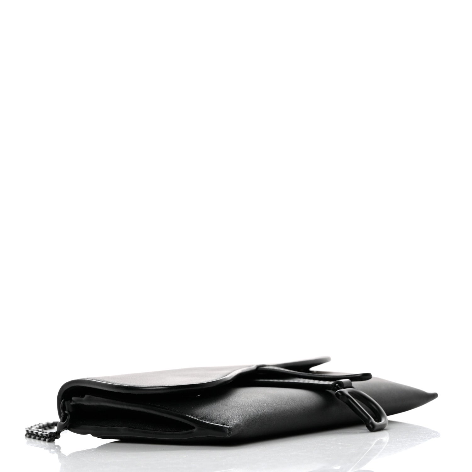 Christian Dior Ultra Matte Calfskin Saddle Chain Wallet Pouch Black 5 of 12