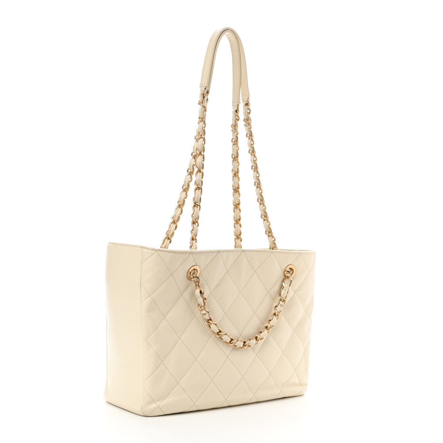 Chanel Caviar Quilted Small Shopping Tote White 3 of 10