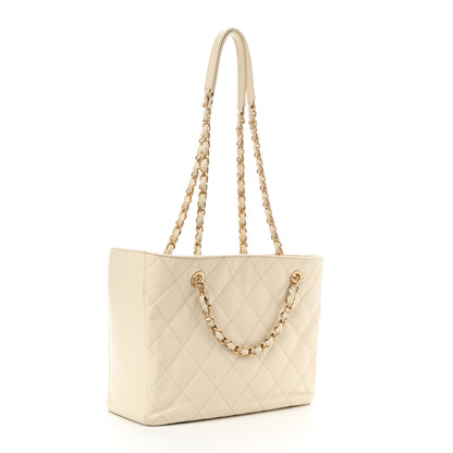 Chanel Caviar Quilted Small Shopping Tote White 3 of 10