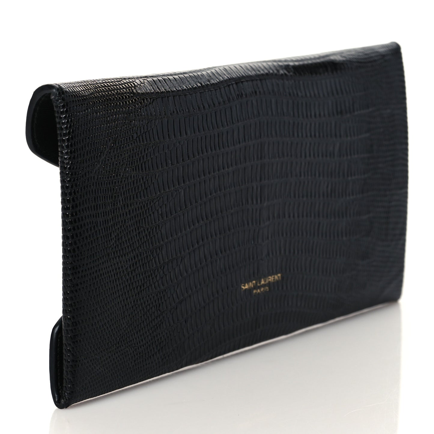 Calfskin Lizard Embossed Paloma Monogram Clutch Black