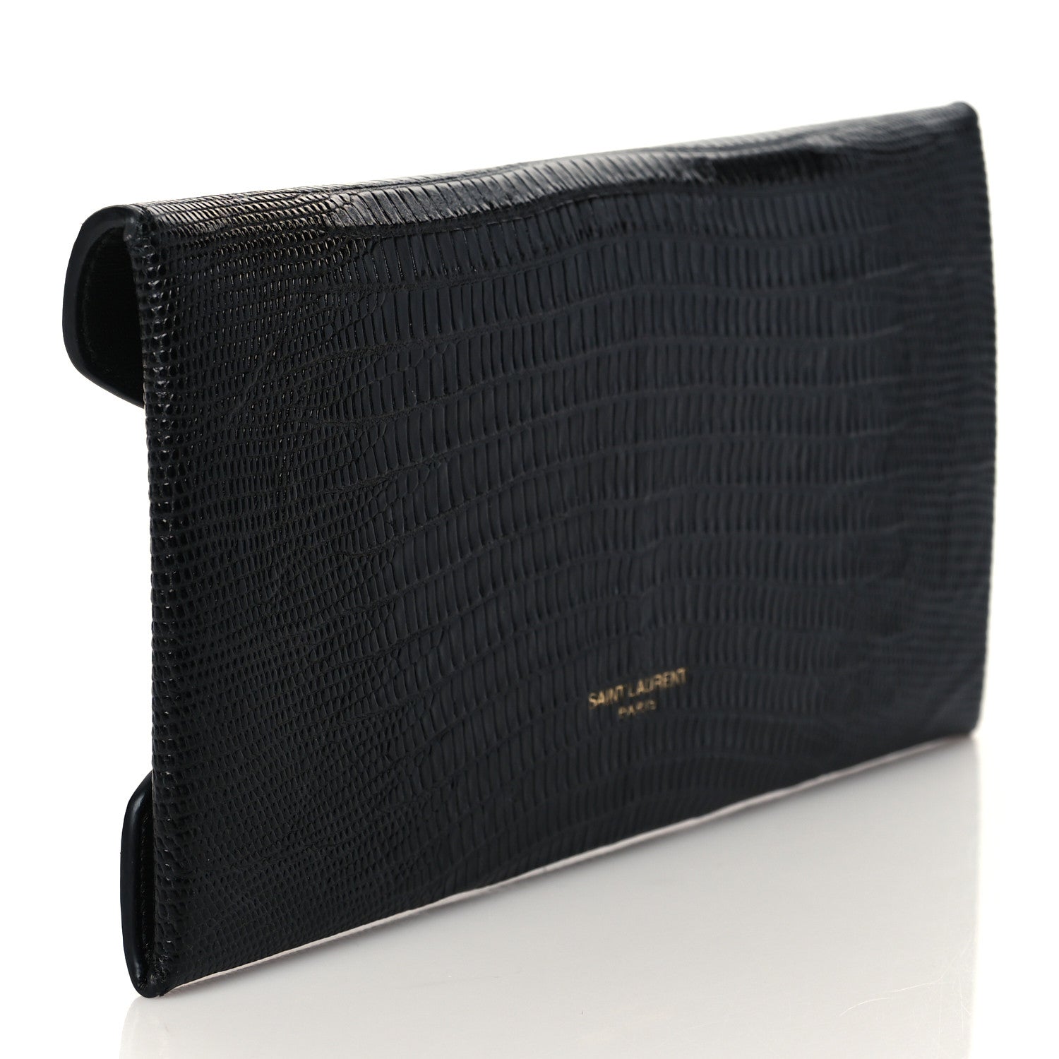 Saint Laurent Calfskin Lizard Embossed Paloma Monogram Clutch Black 3 of 7