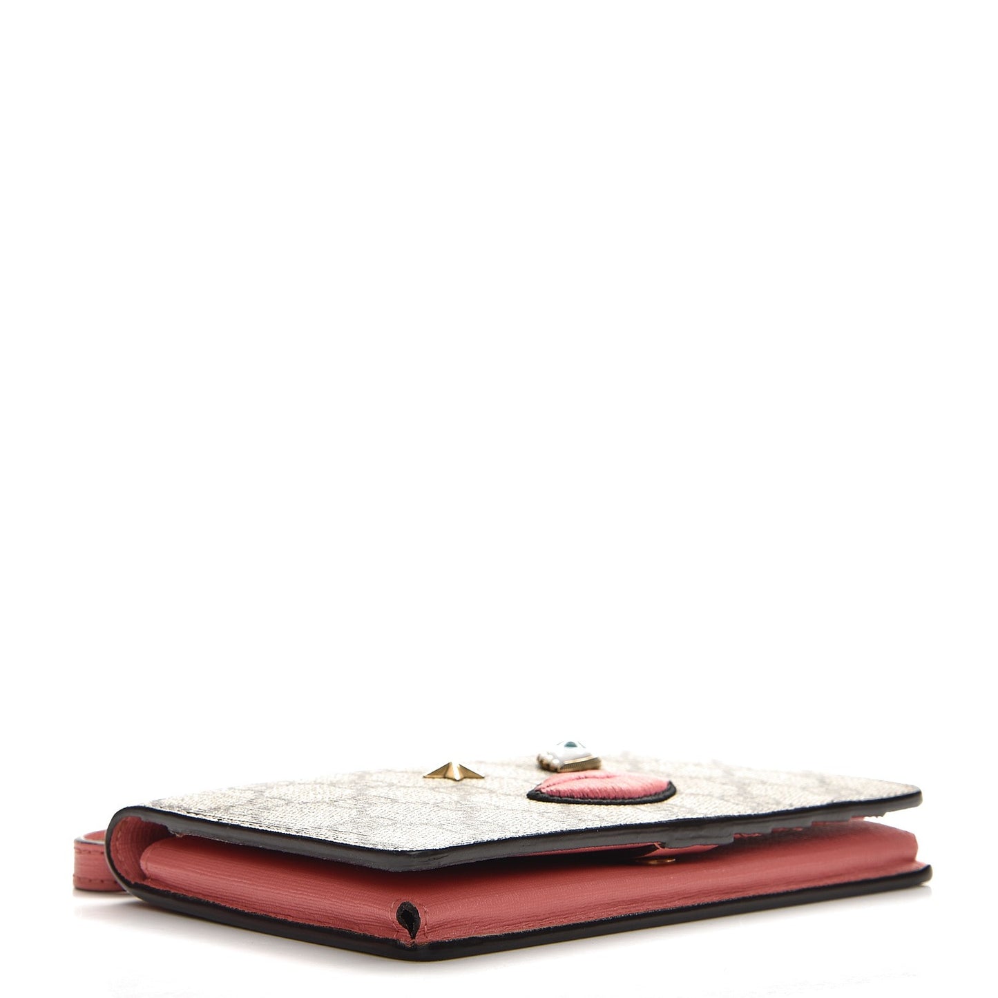 GG Supreme Monogram Embroidered Face iPhone 6 Case Wristlet Pink