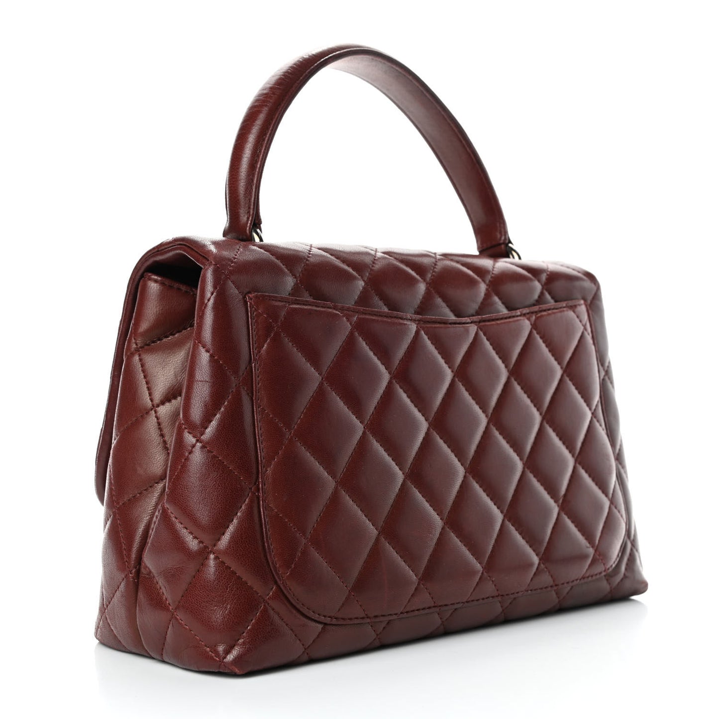 Lambskin Quilted Medium Kelly Flap Bag Burgundy
