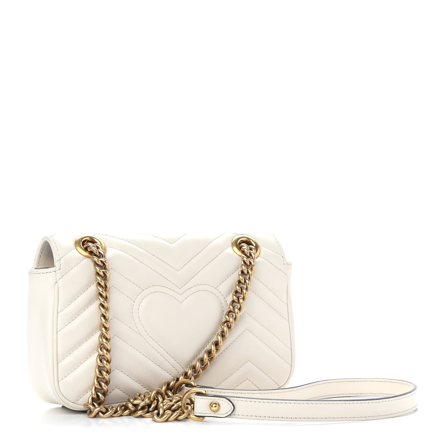 Gucci Calfskin Matelasse Mini GG Marmont Shoulder Bag White 3 of 9