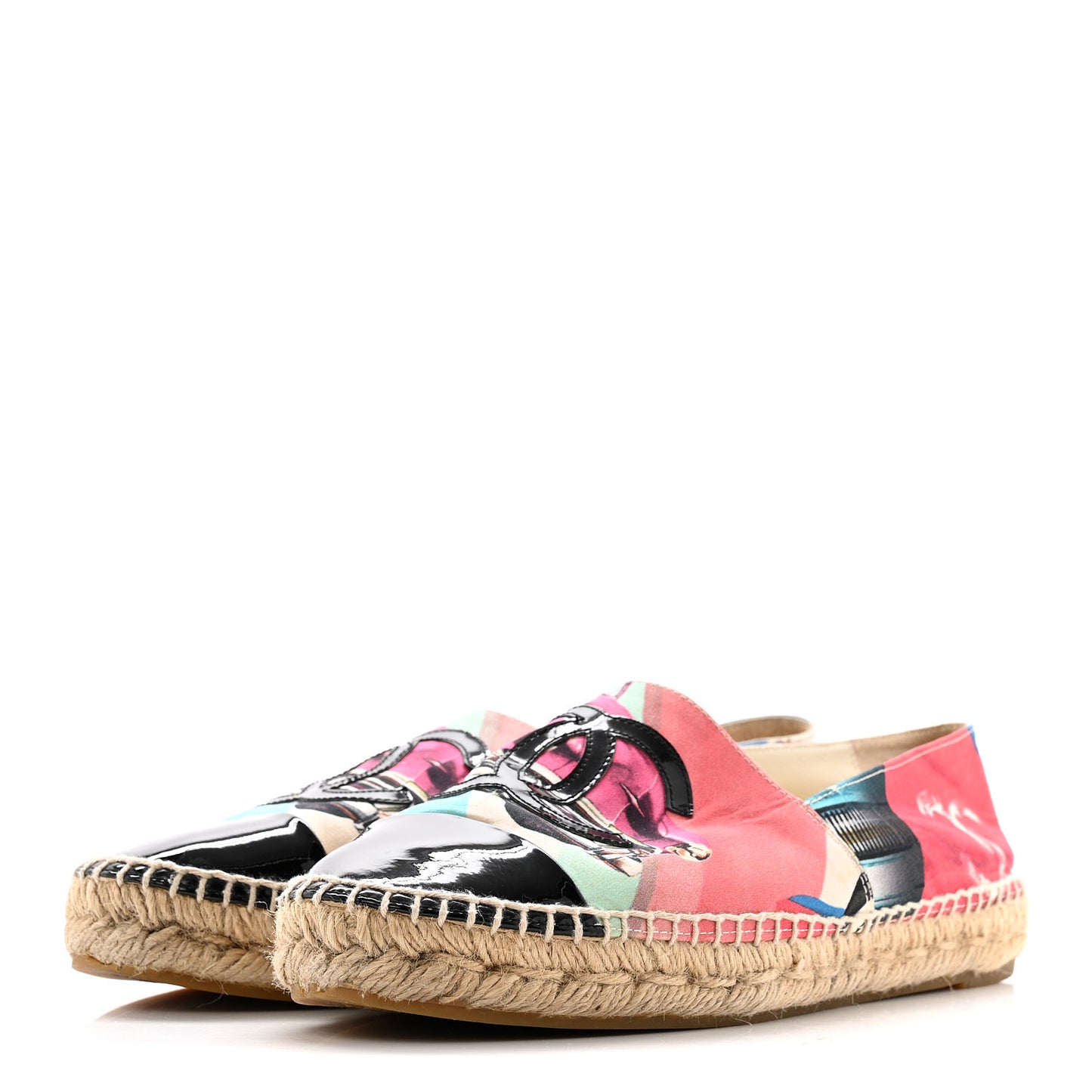 Fabric Patent CC Espadrilles 38 Multicolor Black