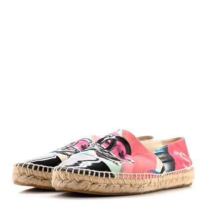 Chanel Fabric Patent CC Espadrilles 38 Multicolor Black 4 of 9