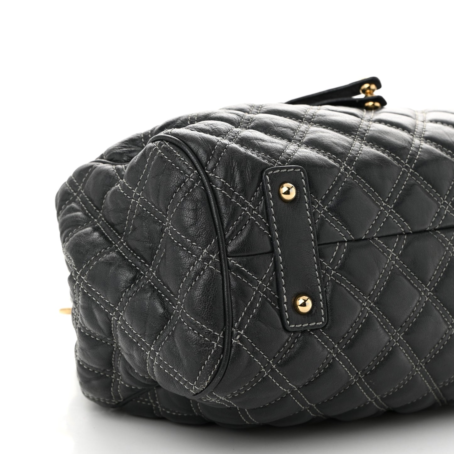 Calfskin Quilted Stam Dark Grey