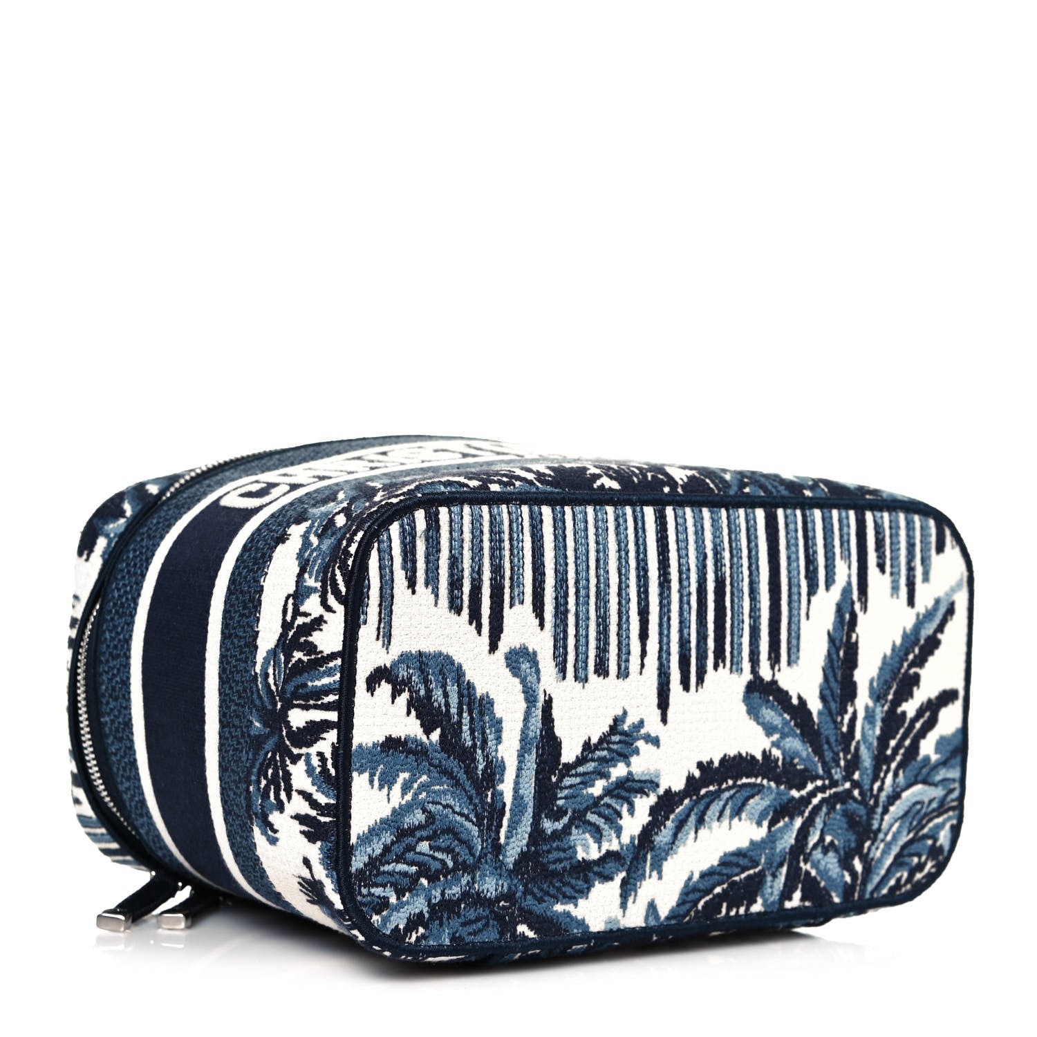 Christian Dior Canvas Embroidered Palm Tree Diortravel Vanity Case Blue Multicolor 4 of 12