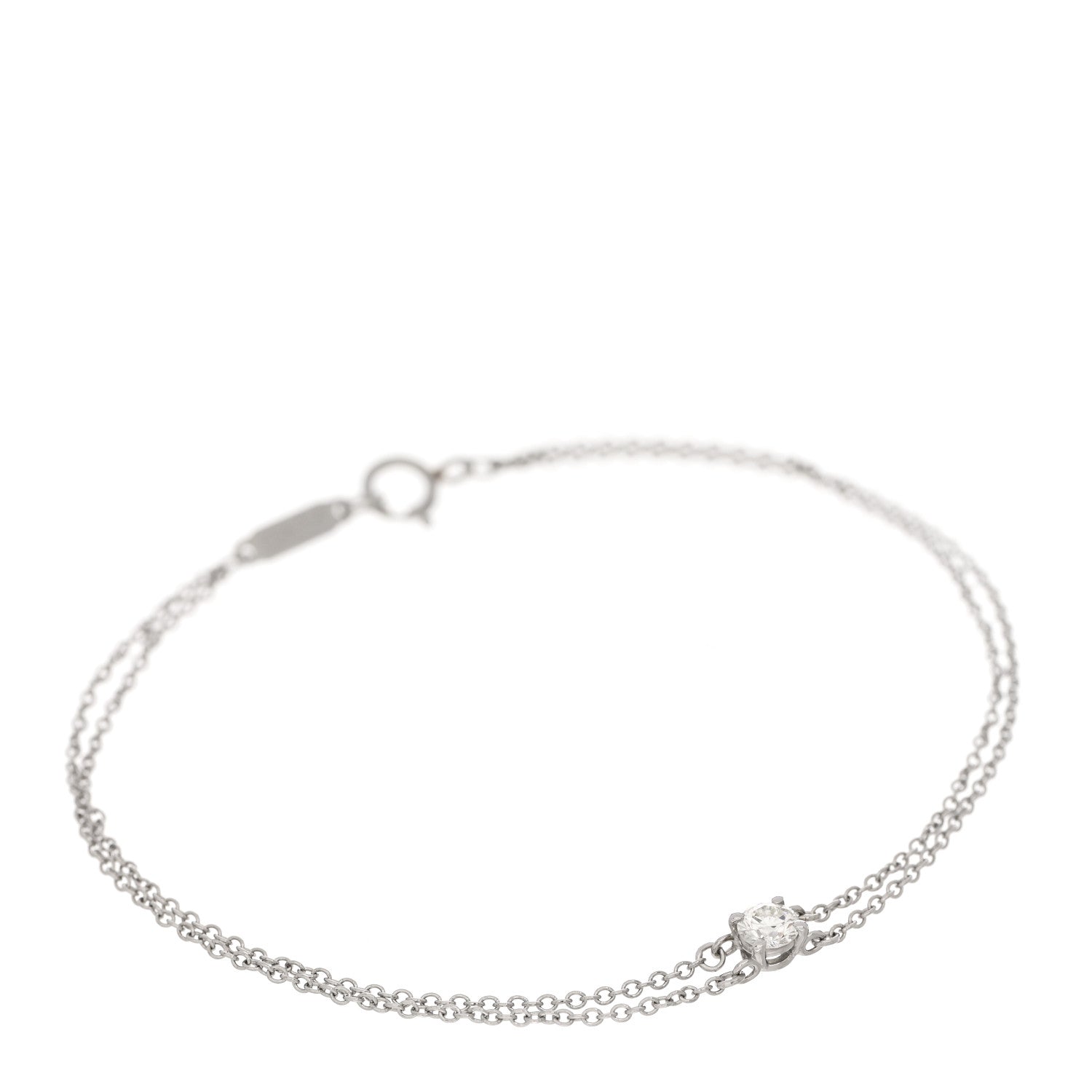 Tiffany Platinum Diamond .17ct Double Chain Solitaire Bracelet 1 of 4