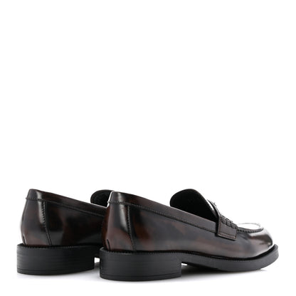 Prada Spazzolato Fume Metal Triangle Logo 35mm Loafers 38.5 Bruciato 5 of 9