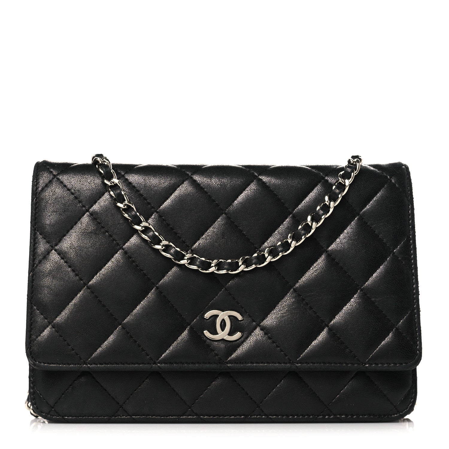 Chanel Lambskin Quilted Wallet On Chain WOC Black 1 of 12