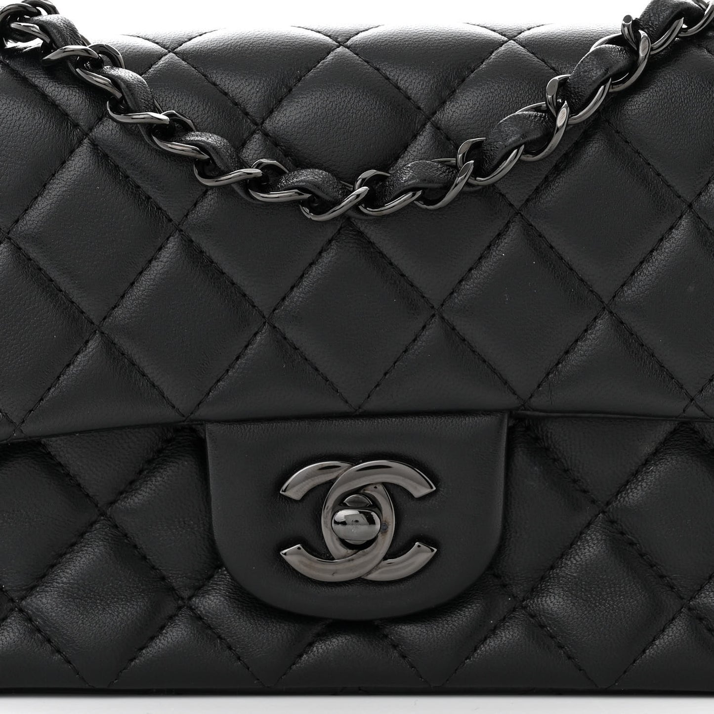 Lambskin Quilted Mini Rectangular Flap So Black