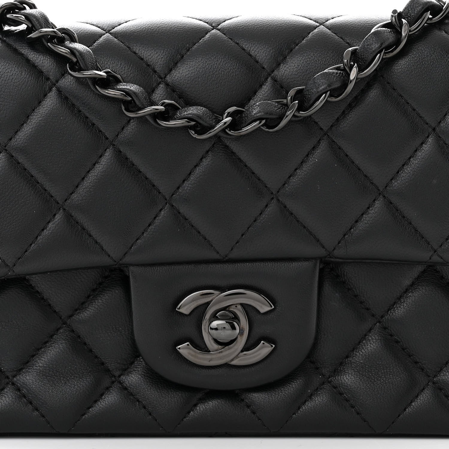 Chanel Lambskin Quilted Mini Rectangular Flap So Black 8 of 11