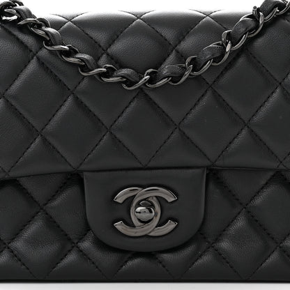 Chanel Lambskin Quilted Mini Rectangular Flap So Black 8 of 11
