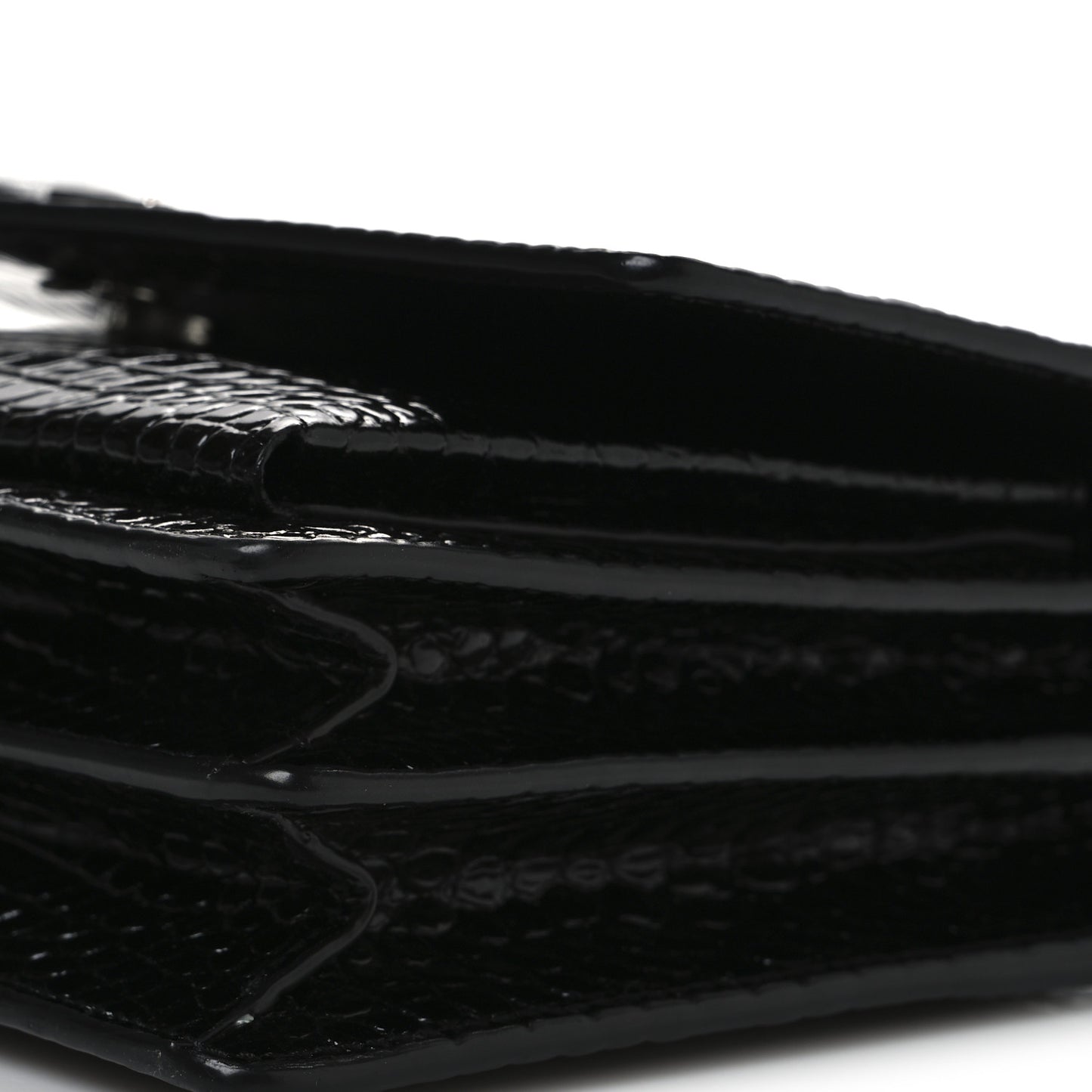 Calfskin Crocodile Embossed Medium Monogram Sunset Black