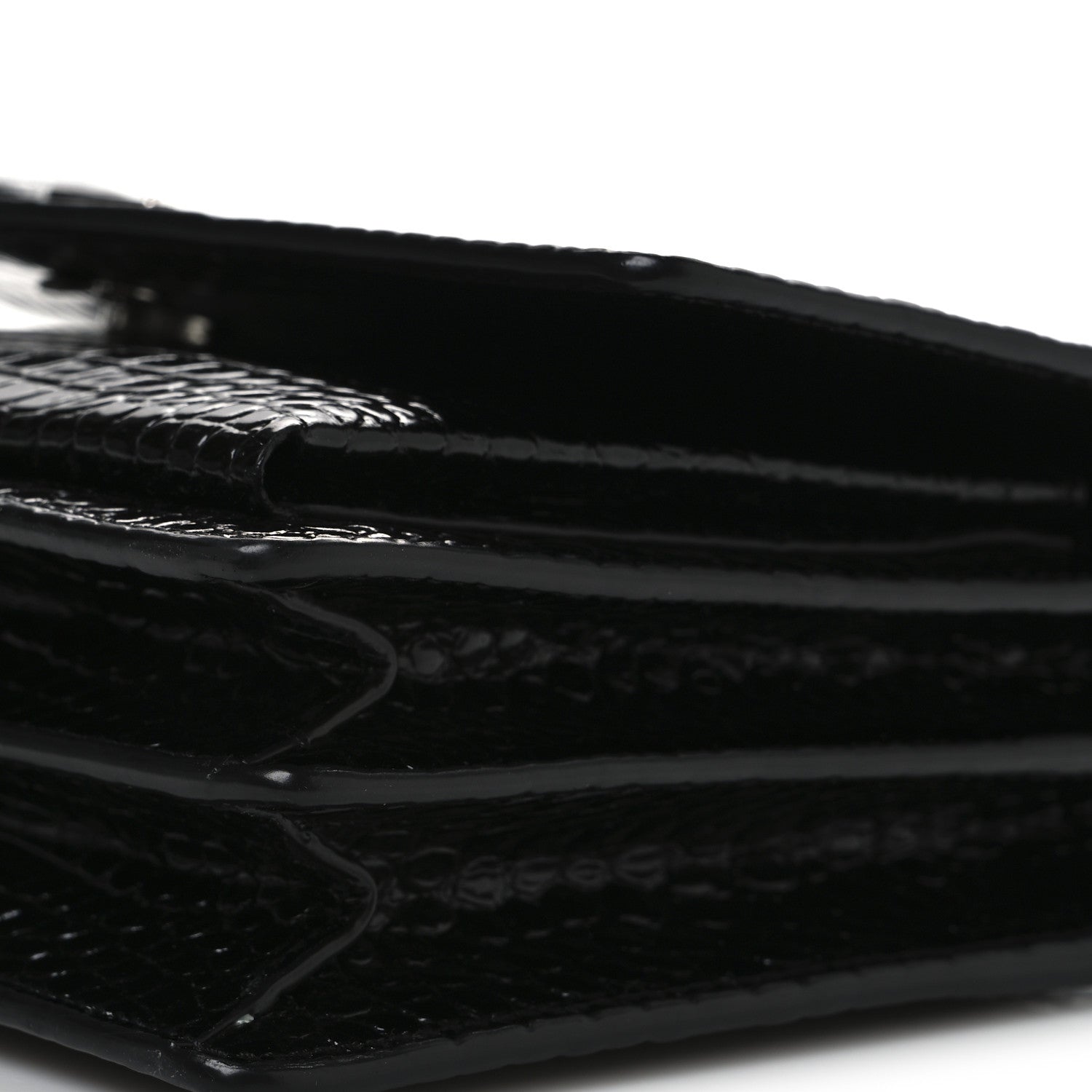 Saint Laurent Calfskin Crocodile Embossed Medium Monogram Sunset Black 9 of 9
