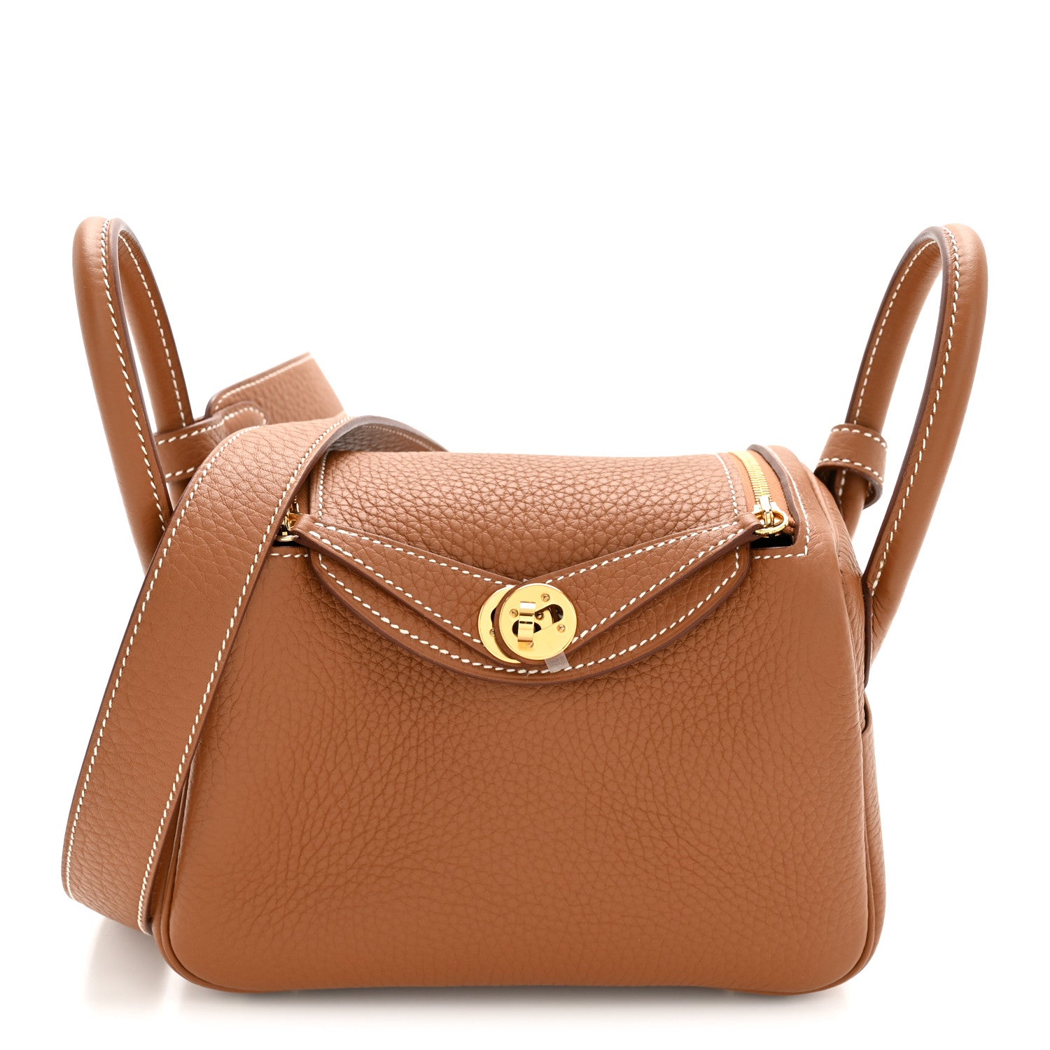 Hermes Taurillon Clemence Mini Lindy 20 Gold 1 of 10