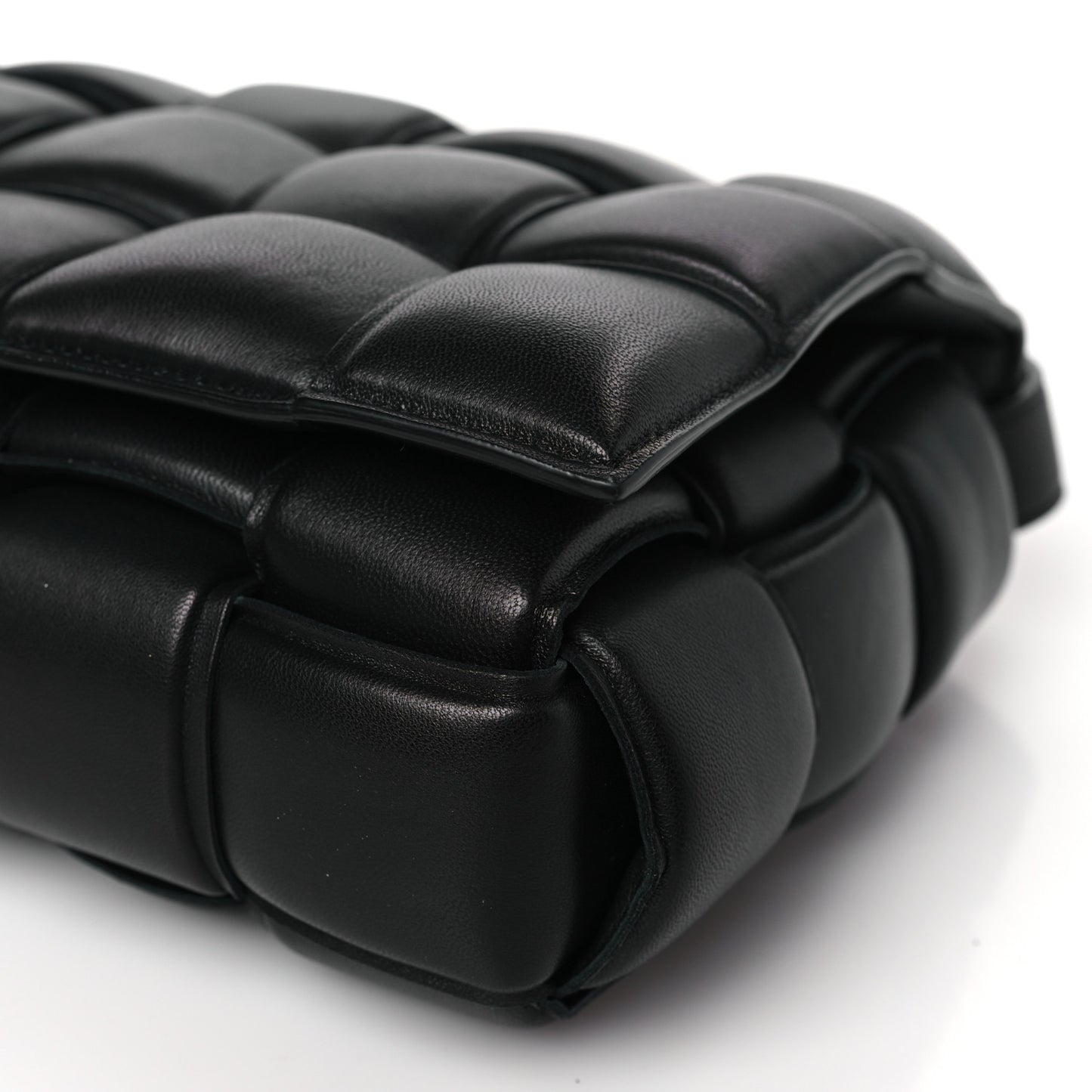 Nappa Maxi Intreccio Padded Cassette Crossbody Bag Black