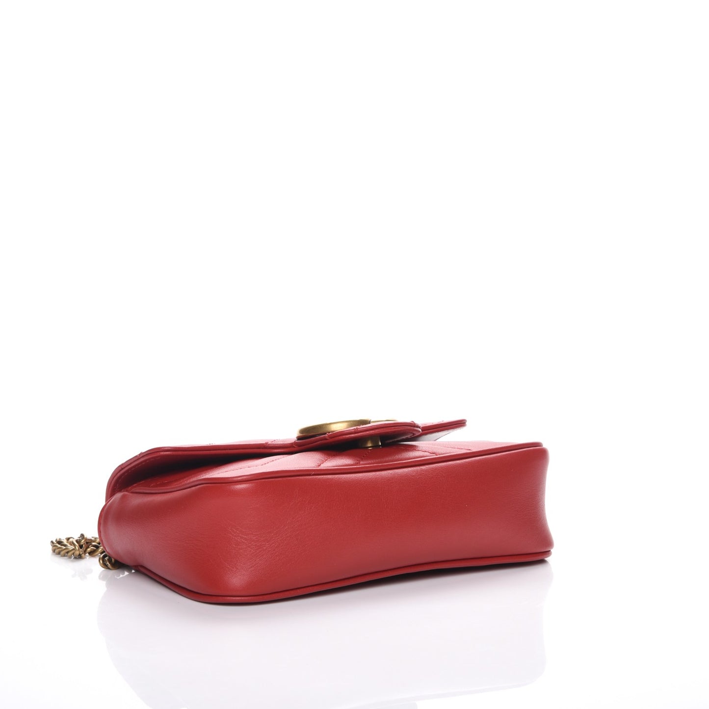 Calfskin Matelasse Super Mini GG Marmont Shoulder Bag Hibiscus Red