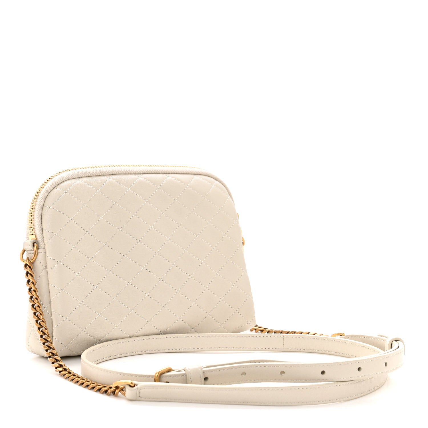 Saint Laurent Lambskin Quilted Gaby Zipped Pouch Crema Soft 3 of 10