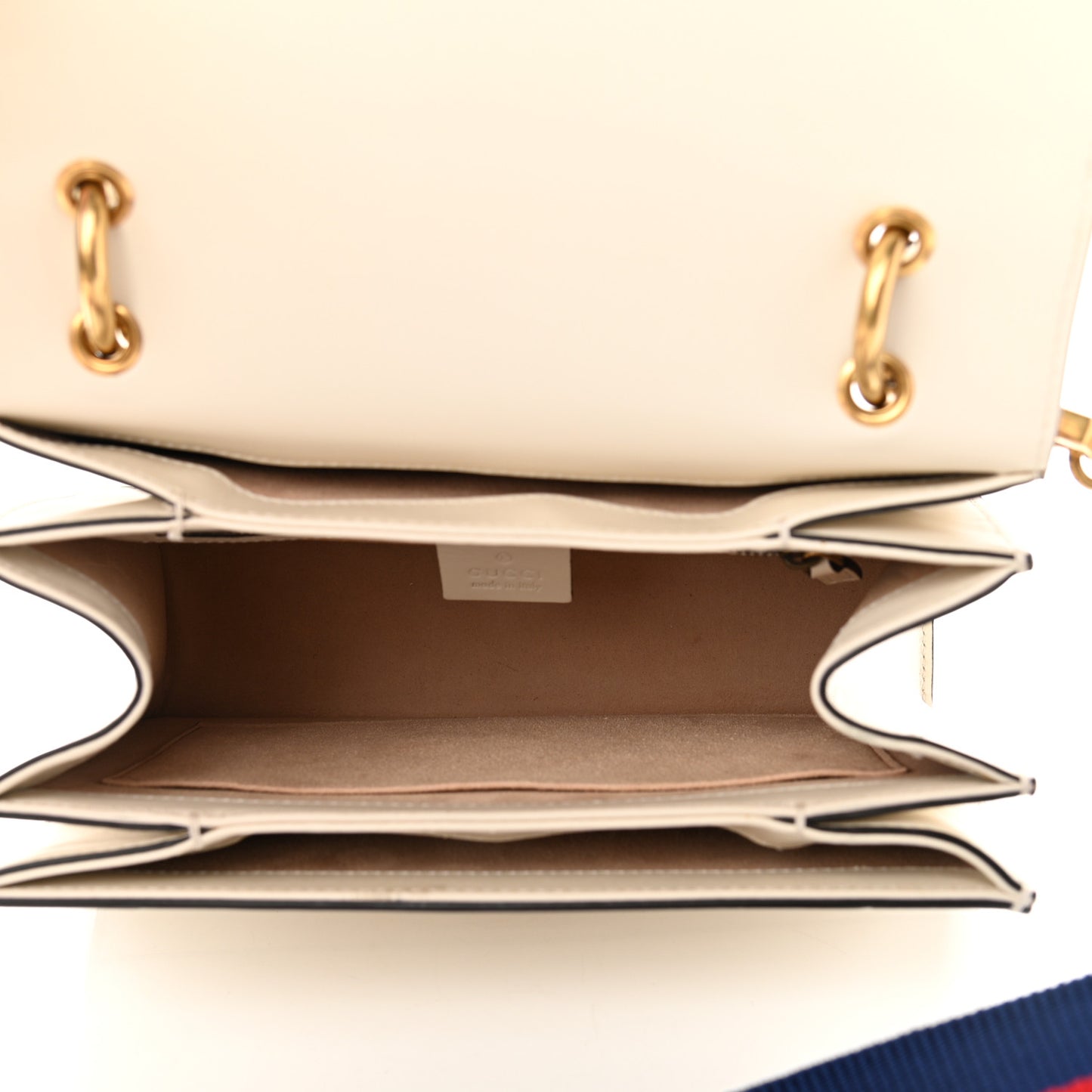 Calfskin Sylvie Web Small Queen Margaret Top Handle Bag White