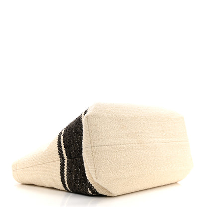 Celine Plein Soleil Textile Calfskin Horizontal Cabas Natural Tan Black 4 of 11