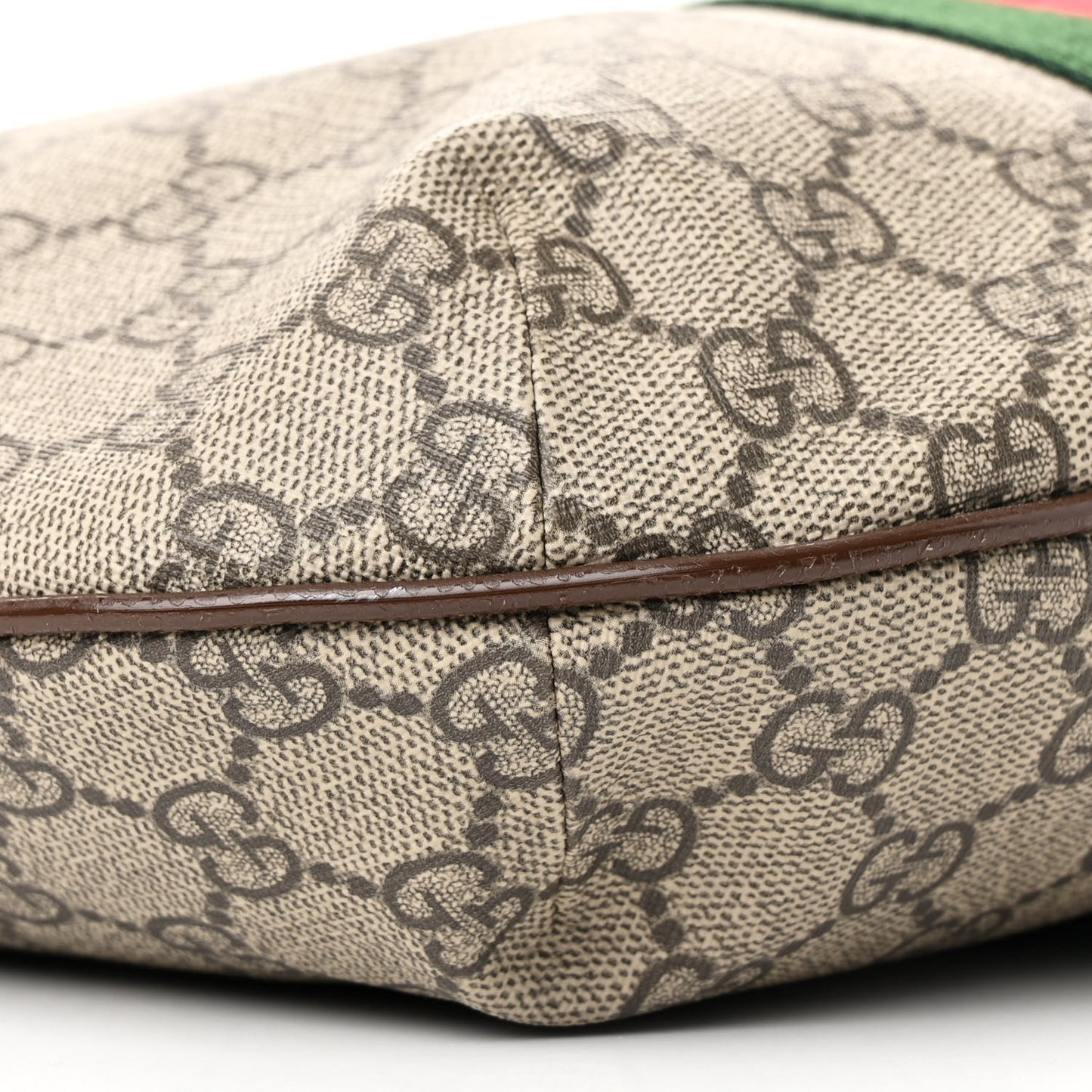 GG Supreme Monogram Web Small Ophidia Half Moon Hobo Brown