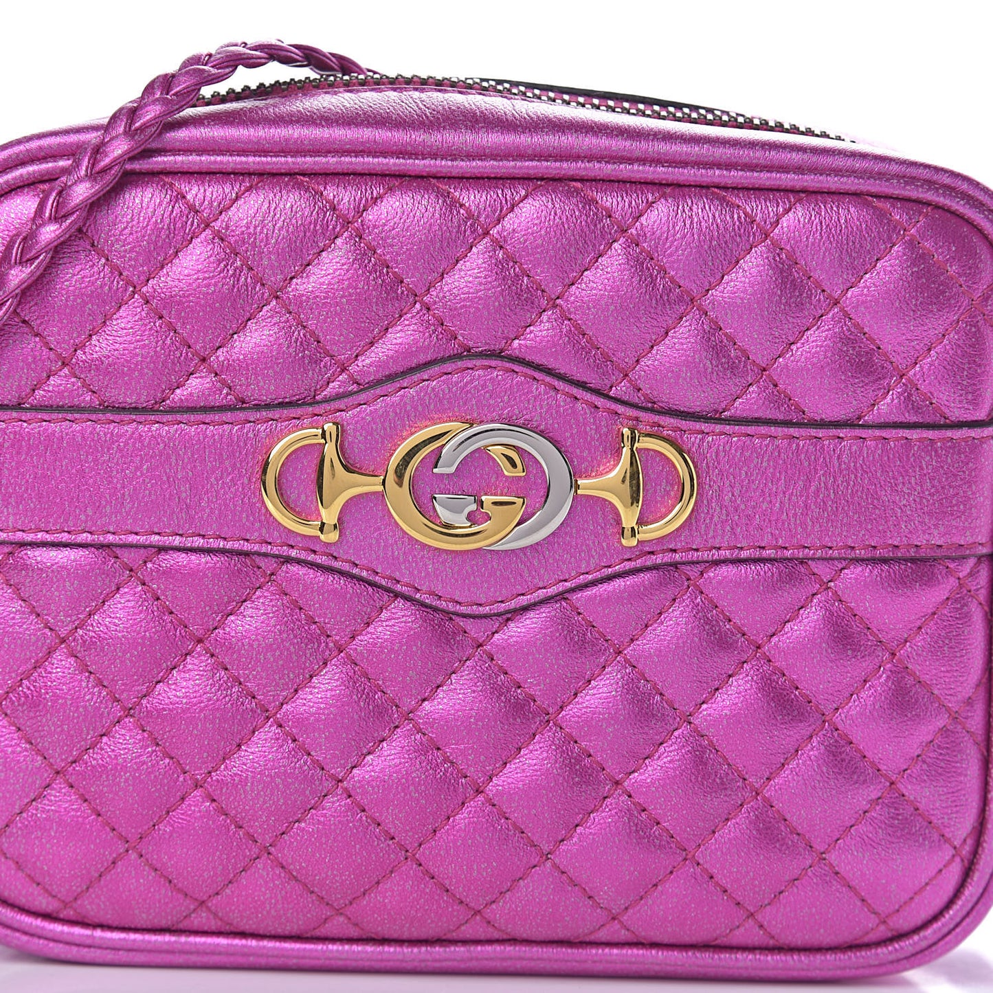 Laminated Nappa Trapuntata Mini Zumi Shoulder Bag Fuxia