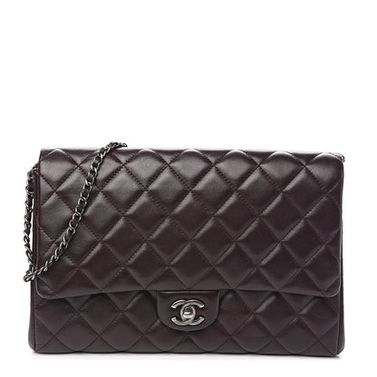 Chanel Lambskin Quilted Clutch With Chain Flap Burgundy 1 of 9