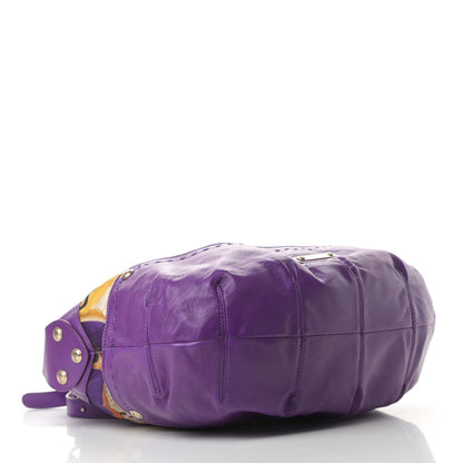 Versace Calfskin Coated Canvas Printed Tote Purple 4 of 11
