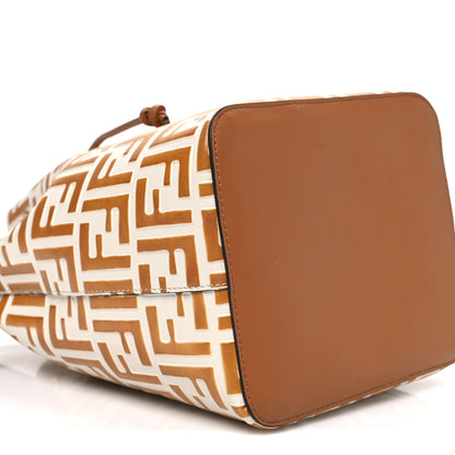 Fendi Vitello Grace F is Fendi Bi-Color FF 1974 Embossed Grande Mon Tresor Bucket Bag White Brown 9 of 10