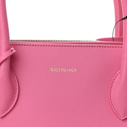 Balenciaga Signature Grained Calfskin Logo M Ville Top Handle Bag Rose Bubblegum Black 8 of 11