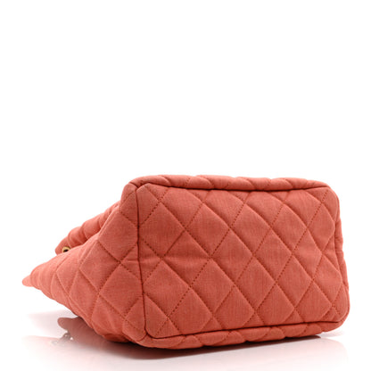 Chanel Washed Denim Quilted Small Urban Spirit Drawstring Bag Orange 4 of 10