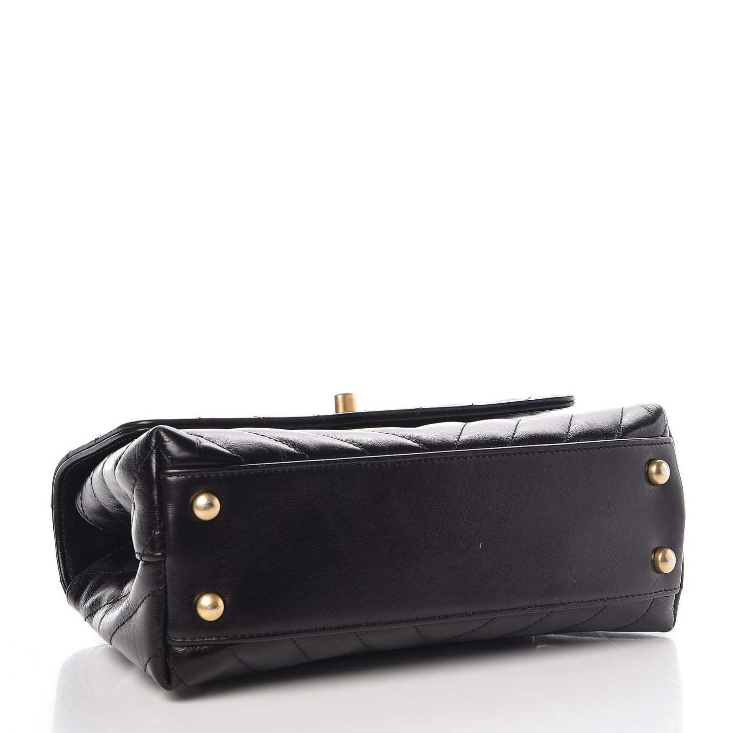 Calfskin Chevron Quilted Mini Coco Handle Flap Black