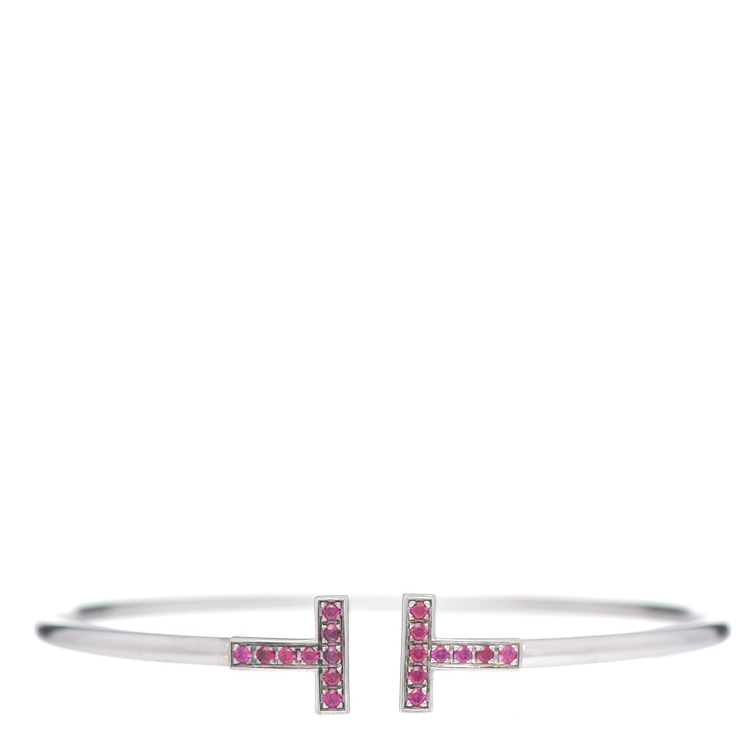 Tiffany 18K White Gold Ruby T Wire Bracelet 2 of 4