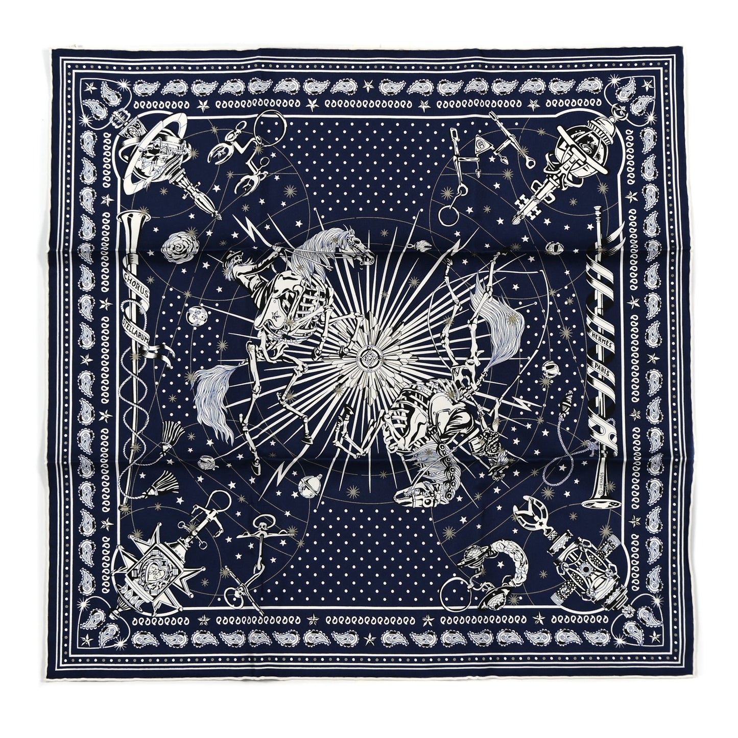 Silk Chorus Stellarum Bandana Scarf 55 Marine White Black