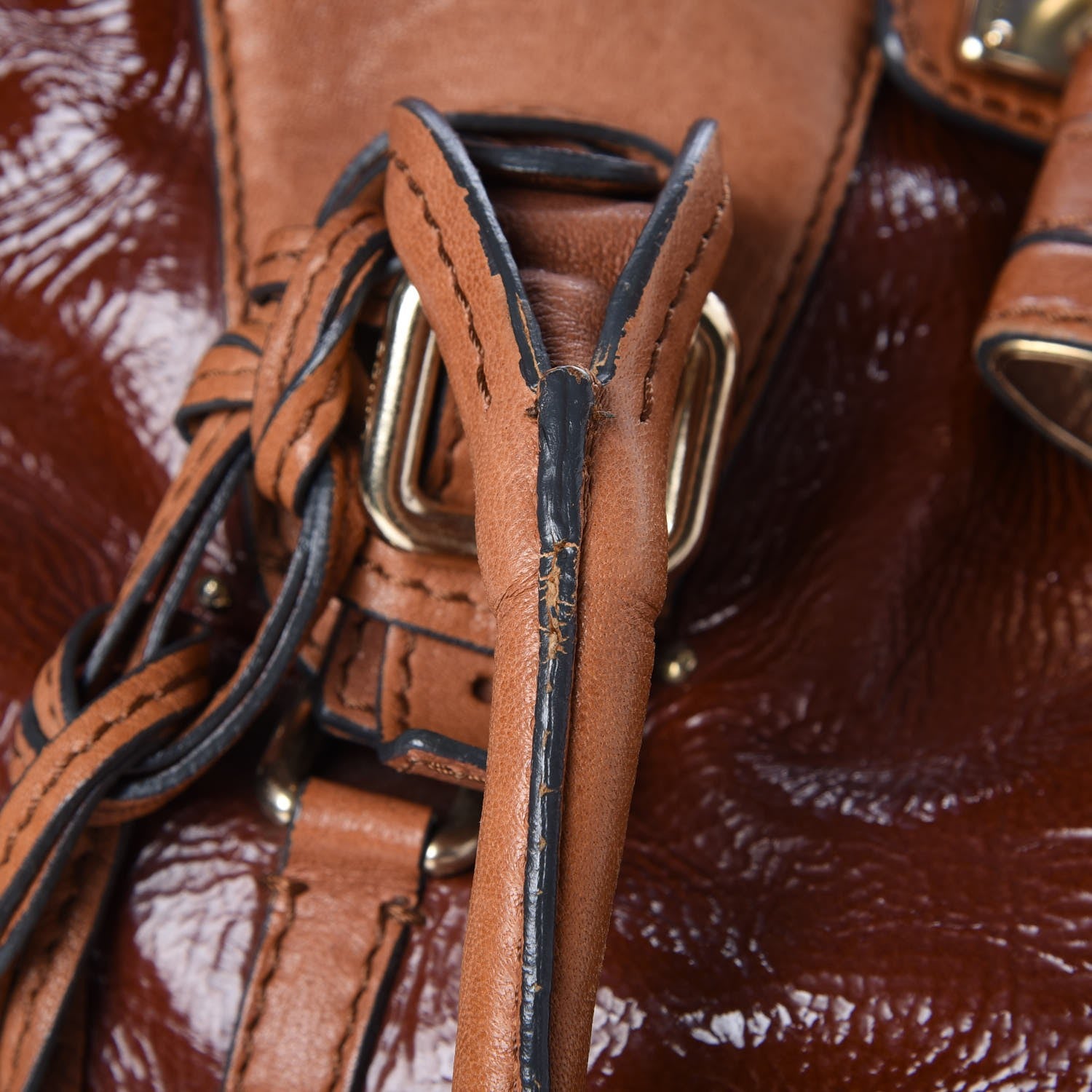 Chloe Patent Paddington Tote Brown 13 of 14
