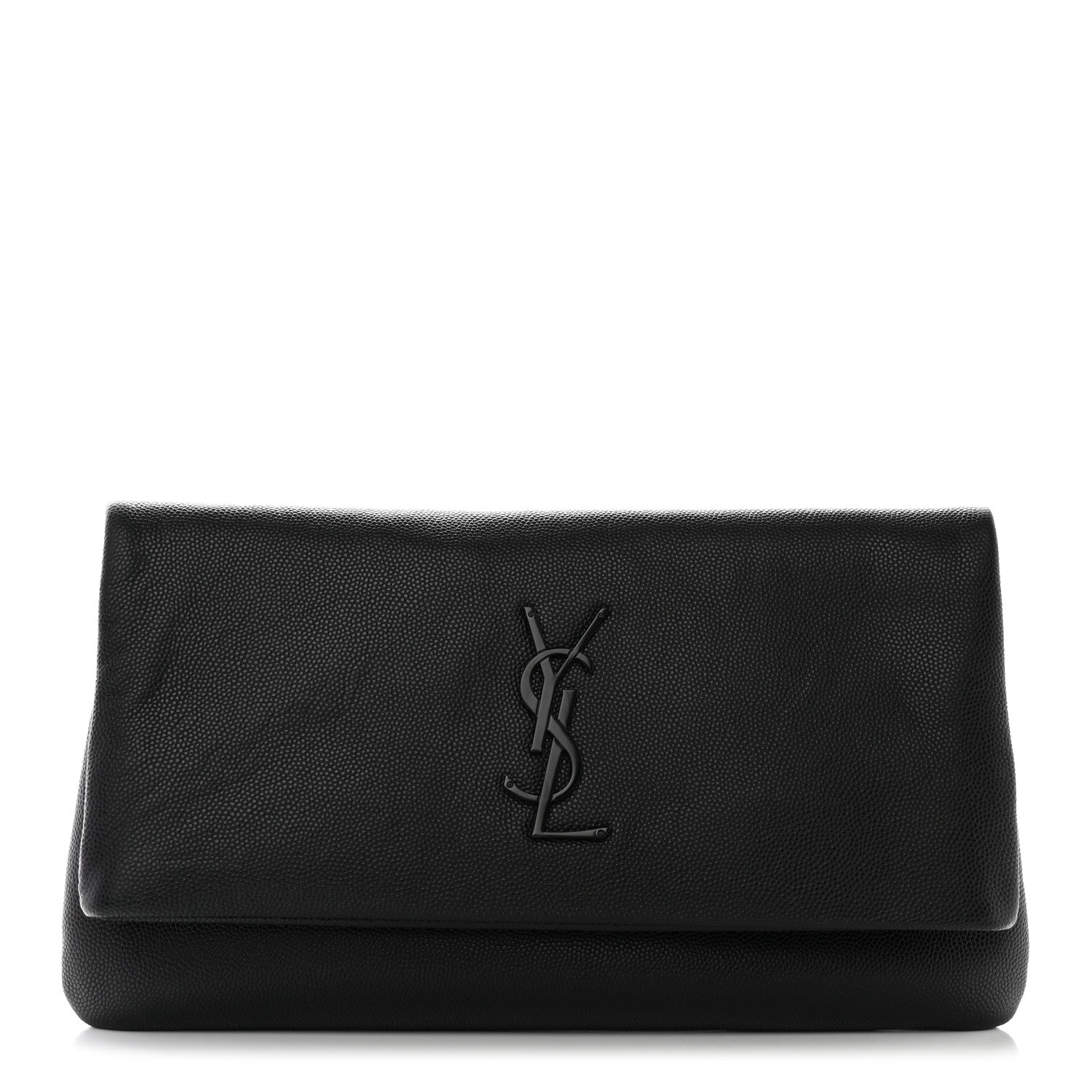 Saint Laurent Grain De Poudre West Hollywood Monogram Fold Over Clutch Black 1 of 14
