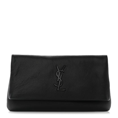 Saint Laurent Grain De Poudre West Hollywood Monogram Fold Over Clutch Black 1 of 14