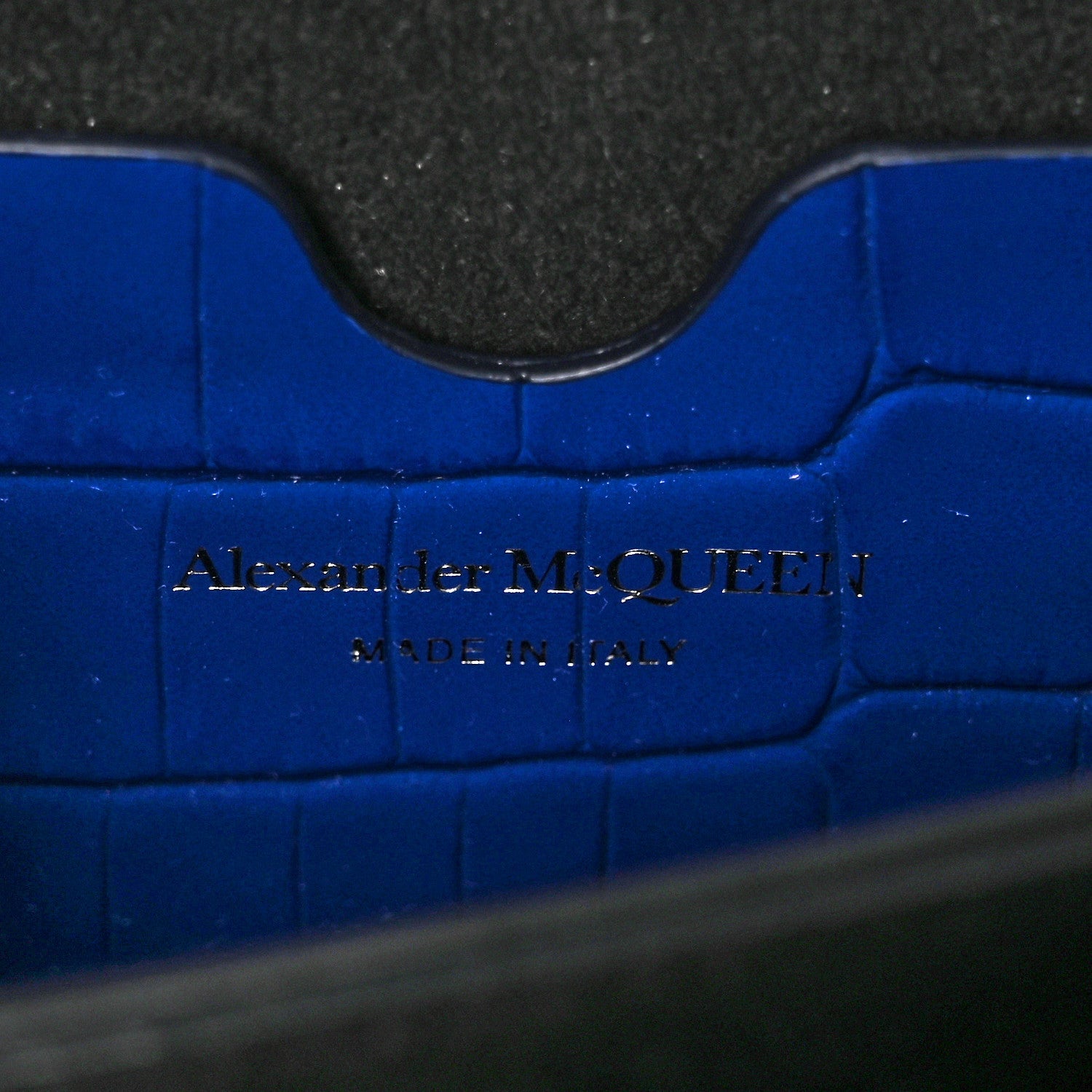 Alexander McQueen Calfskin Crocodile Embossed Knuckle Shoulder Bag Blue 5 of 7