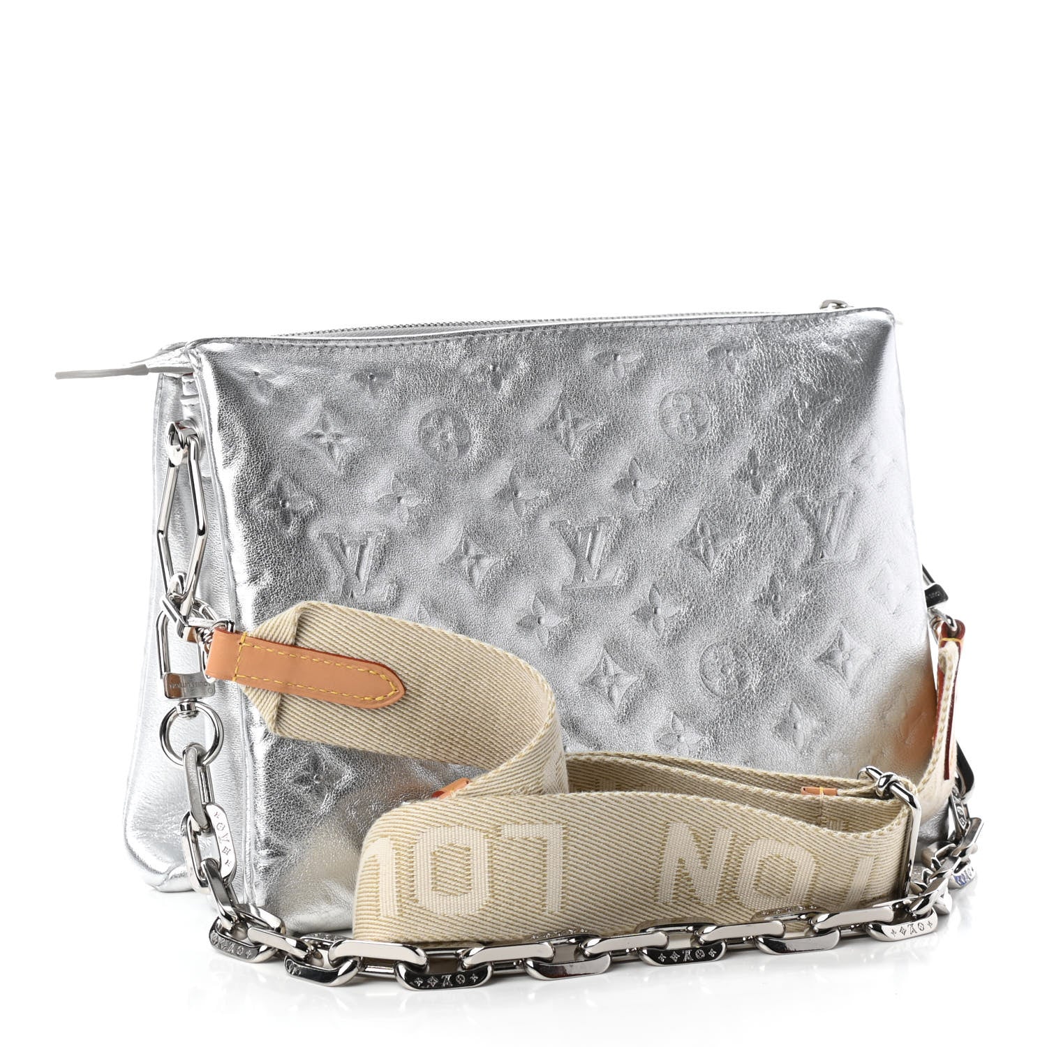 Louis Vuitton Metallic Lambskin Embossed Monogram Coussin PM Silver 3 of 8